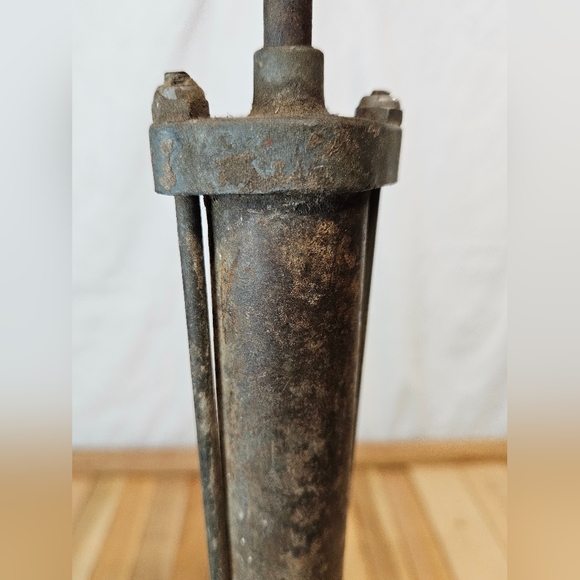 GOLDEN ROD ANTIQUE METAL WOOD BICYCLE PUMP - INCOMPLETE - NO HOSE - USE AS DECOR - Picture 5 of 8
